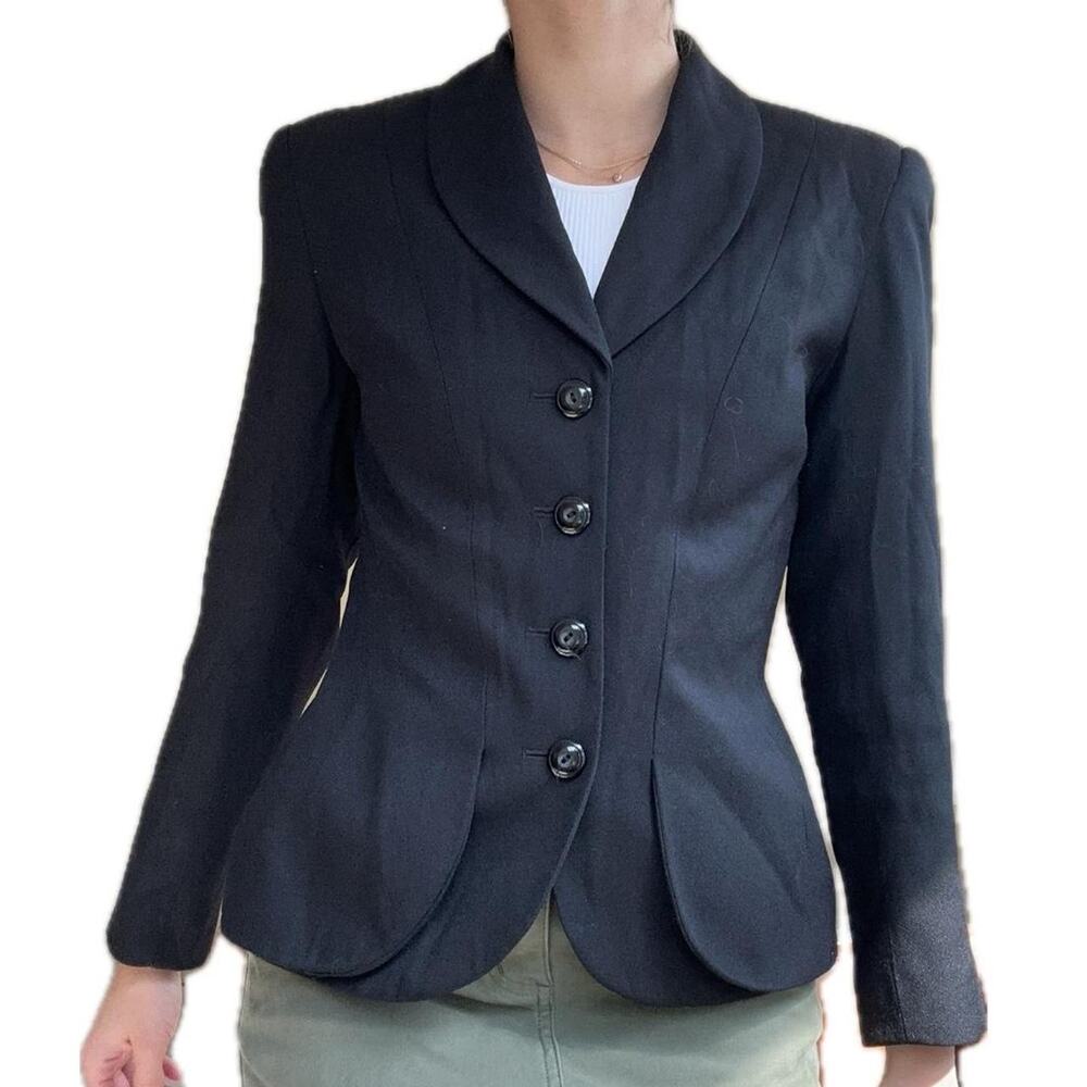 Tailored petite blazer black navy big buttons